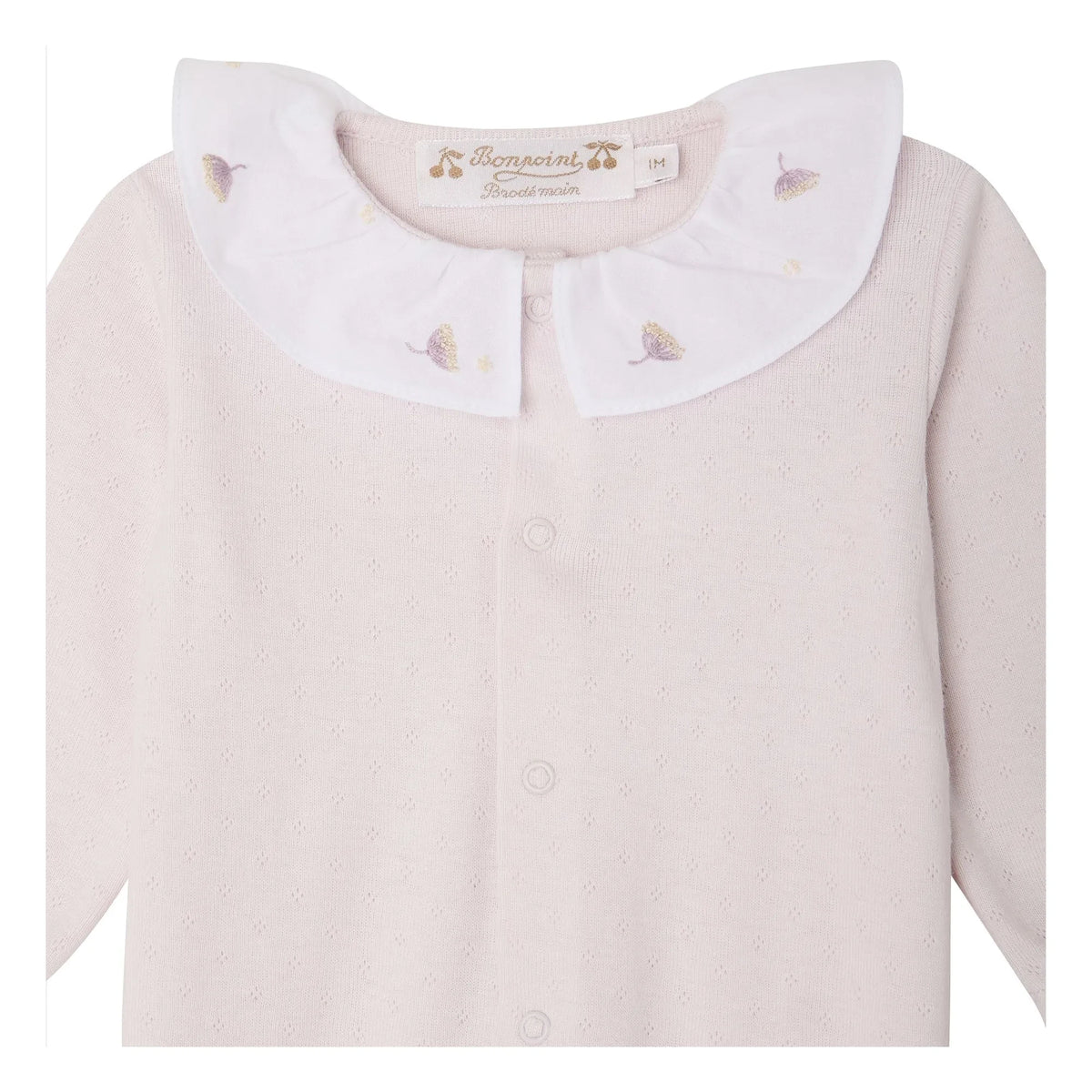 Bonpoint - Lintina Pointelle Pyjama aus Bio-Baumwolle | Hellrosa