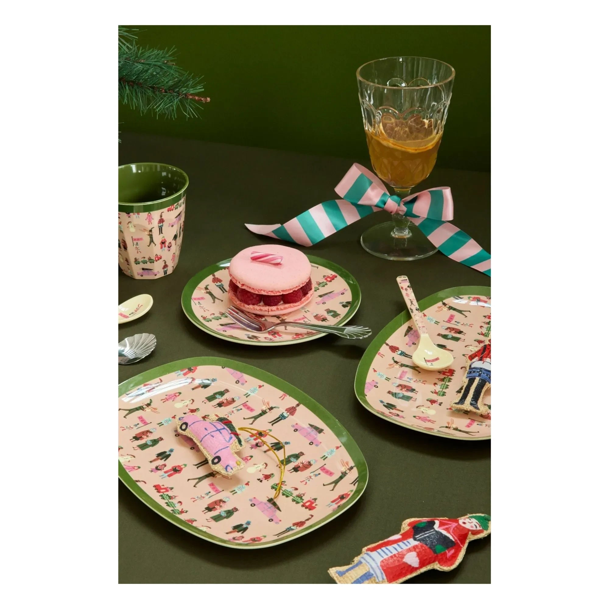 Rice - Holiday Melamin rechteckiger Teller | Puderrosa
