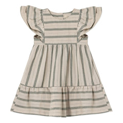 Fliink - Vira Gestreiftes Leinenkleid | Ecru