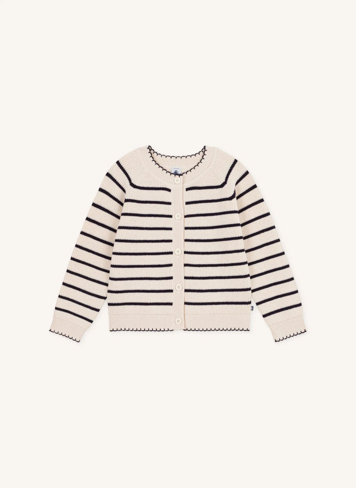 Petit Bateau - Gestreifte Wollweste mit Knöpfen | Beige