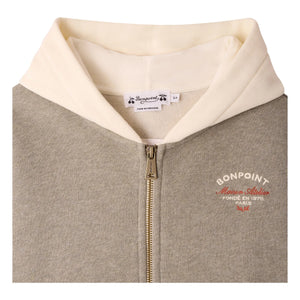 Bonpoint - Elroy Kapuzenpullover mit Reißverschluss aus Bio-Baumwolle (Chiné) | Khaki
