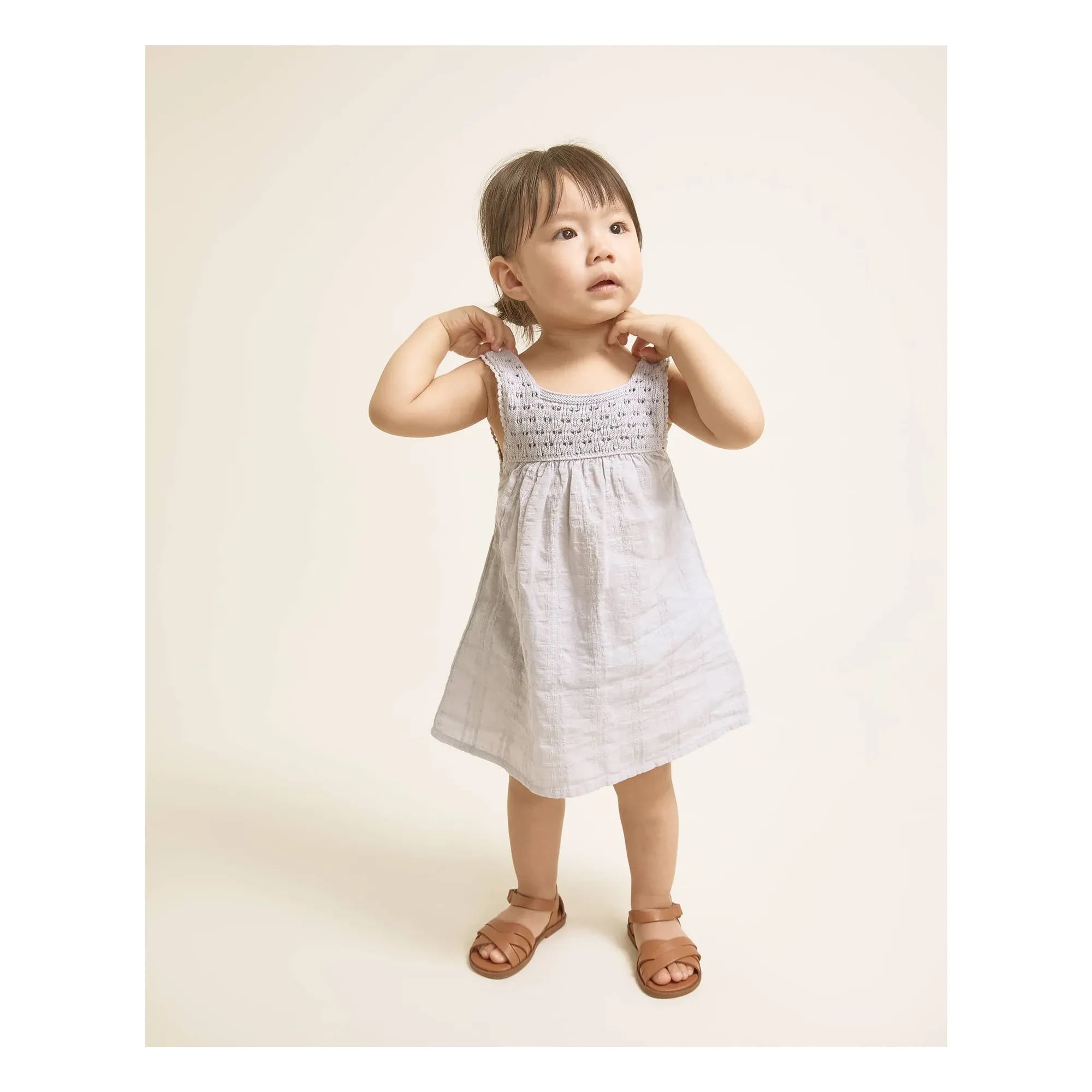 Búho - Boho Lurex Bio-Baumwollkleid | Hellblau