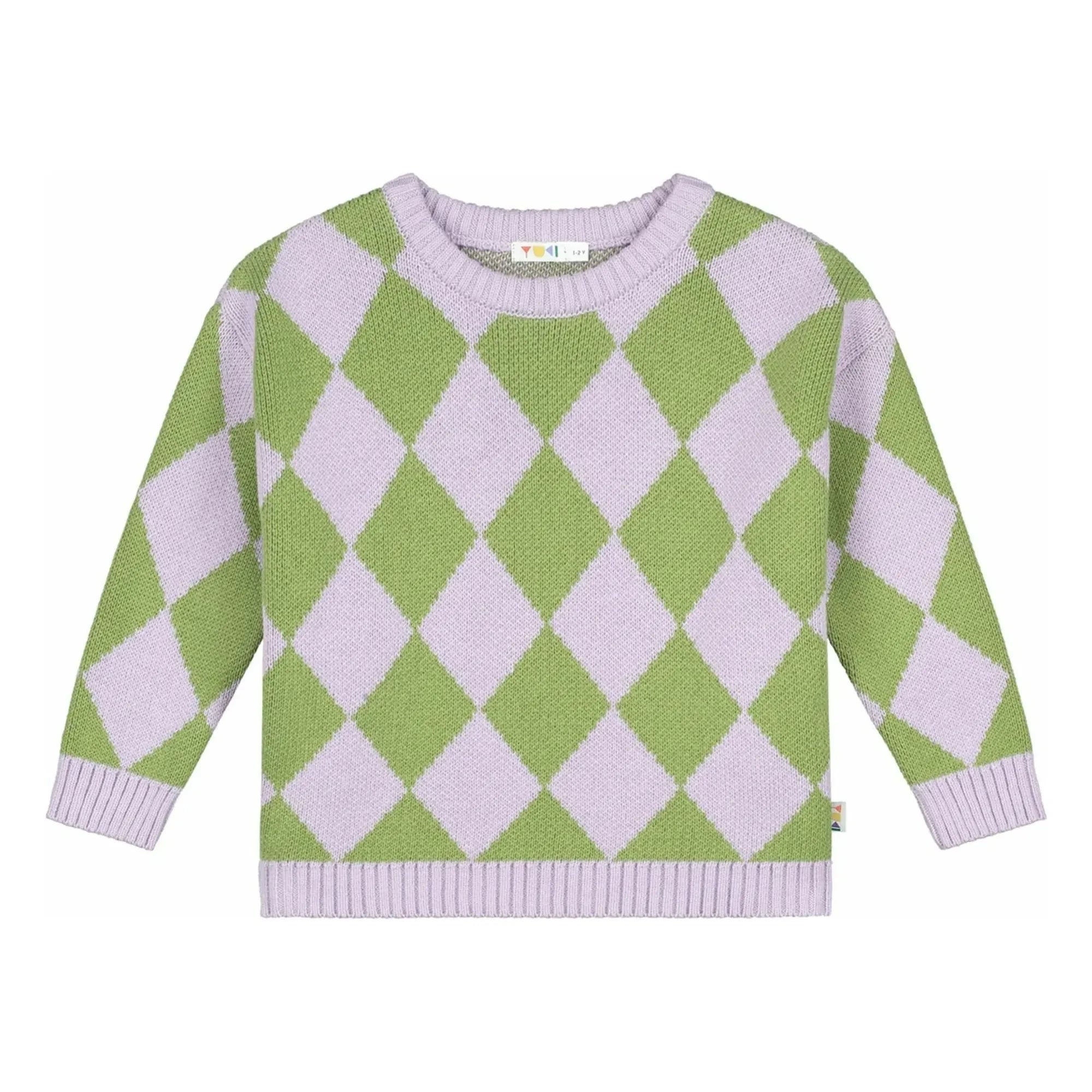 Yuki - Karierter Pullover aus Bio-Baumwolle | Lila