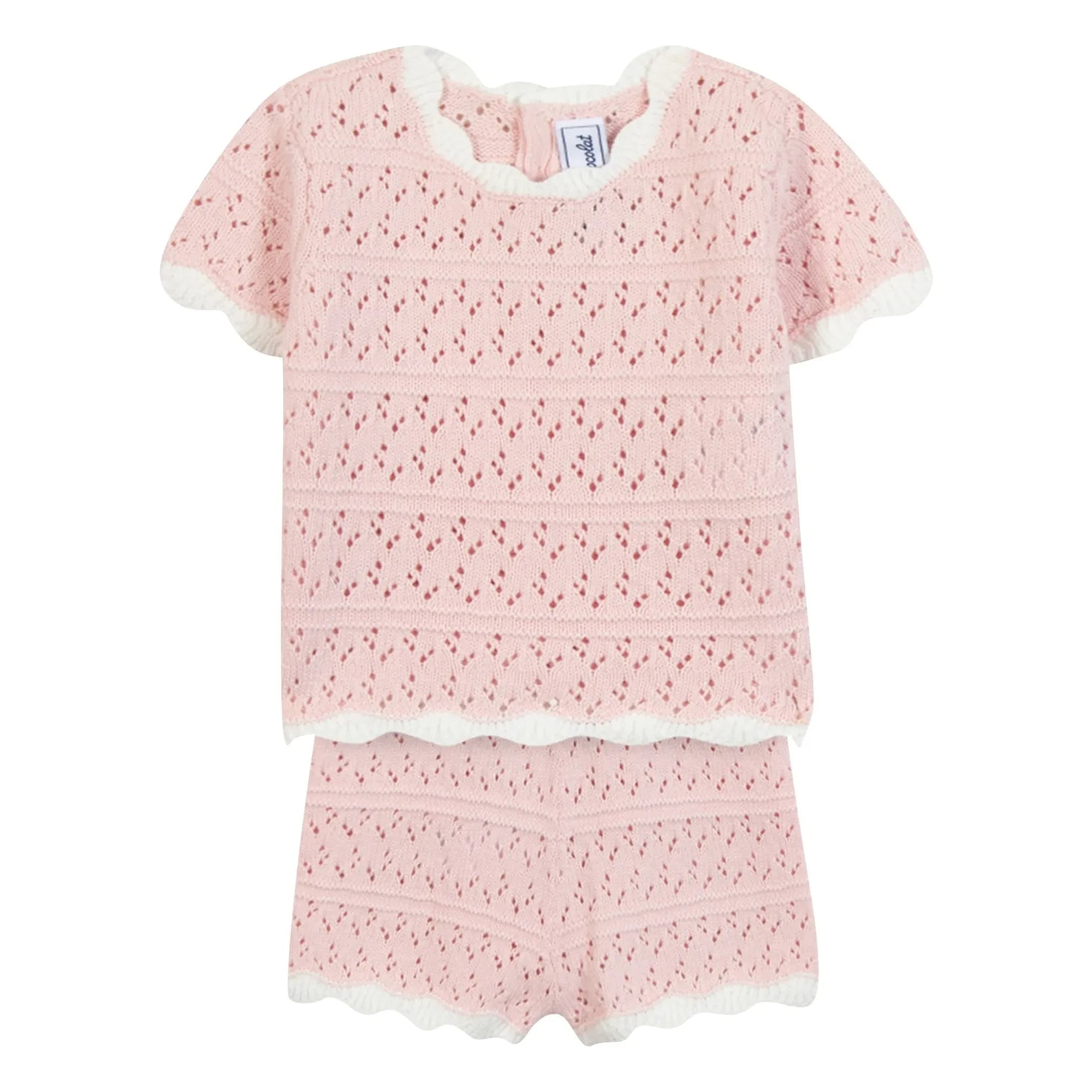 Tartine et Chocolat - Pointelle T-Shirt- und Shorts-Set | Hellrosa