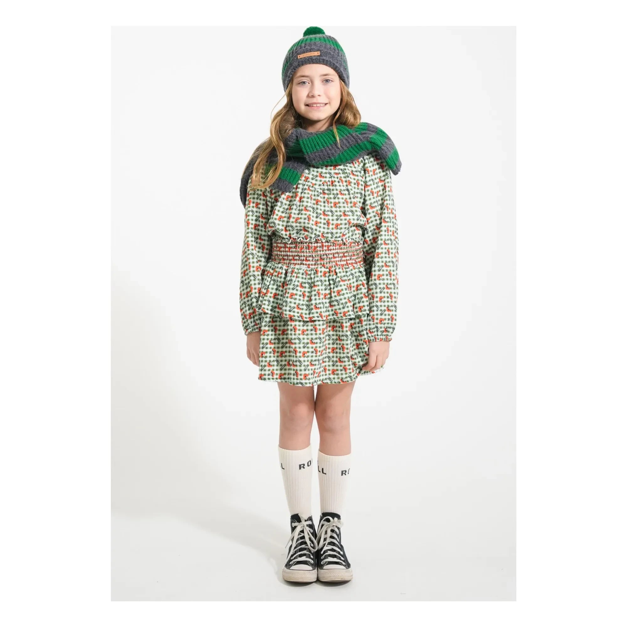 Piupiuchick - Karo-Bluse mit Blumen | Grün