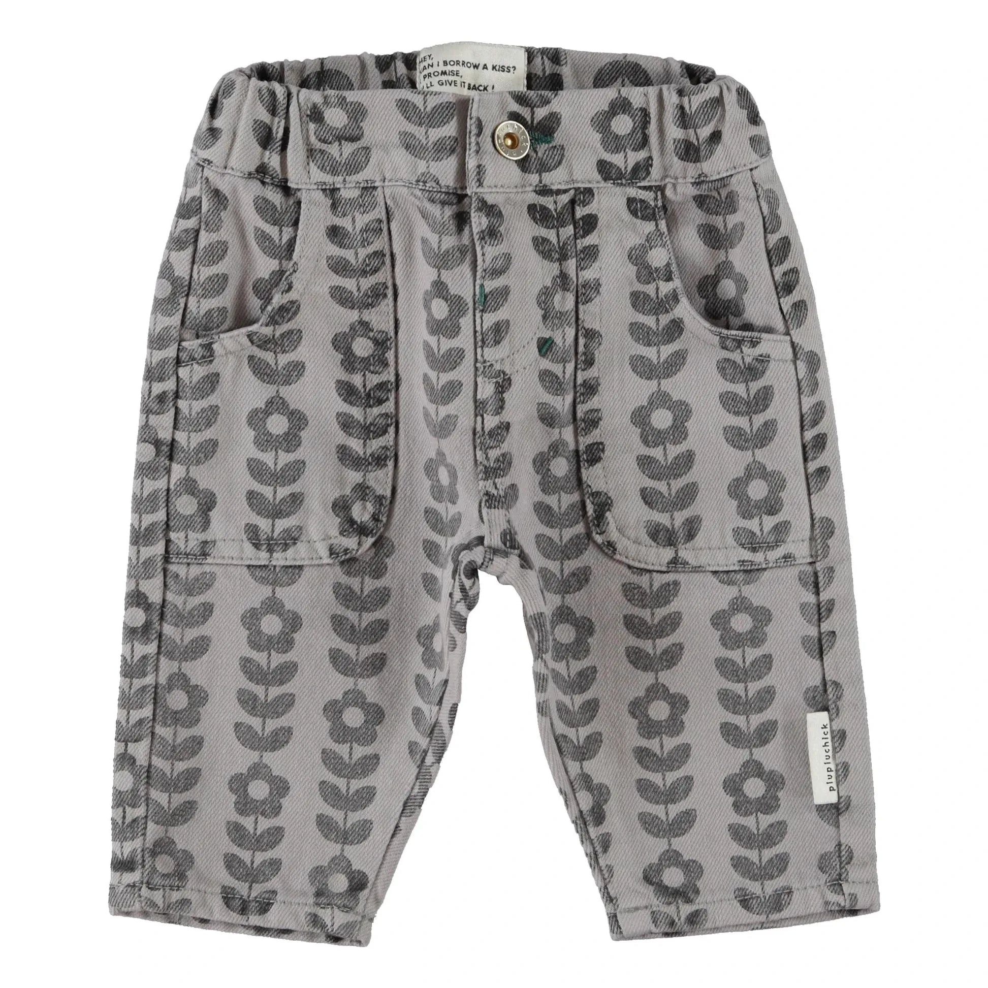 Piupiuchick - Baby-Hose aus Bio-Baumwolle mit Blumenmuster | Grau
