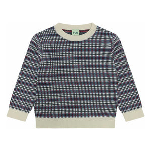 FUB - Karo Feinstrick Pullover aus Bio-Baumwolle | Ecru