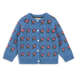 Konges Sløjd - Belou Roses Wolle Cardigan | Blau