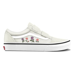 Vans - Scratch Sneakers Old Skool V Çiçek Nakışlı | Beyaz
