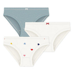 Petit Bateau – 3er-Pack gestreifte Unterhosen | Weiß
