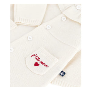 Petit Bateau - P'tit Cœur Feinstrick-Strampler | Ecru