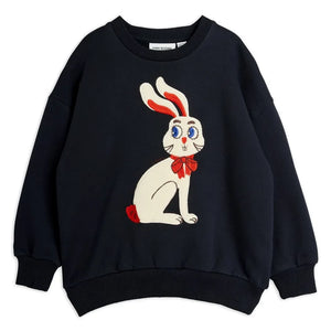Mini Rodini - Organik pamuk tavşan sweatshirt | Siyah