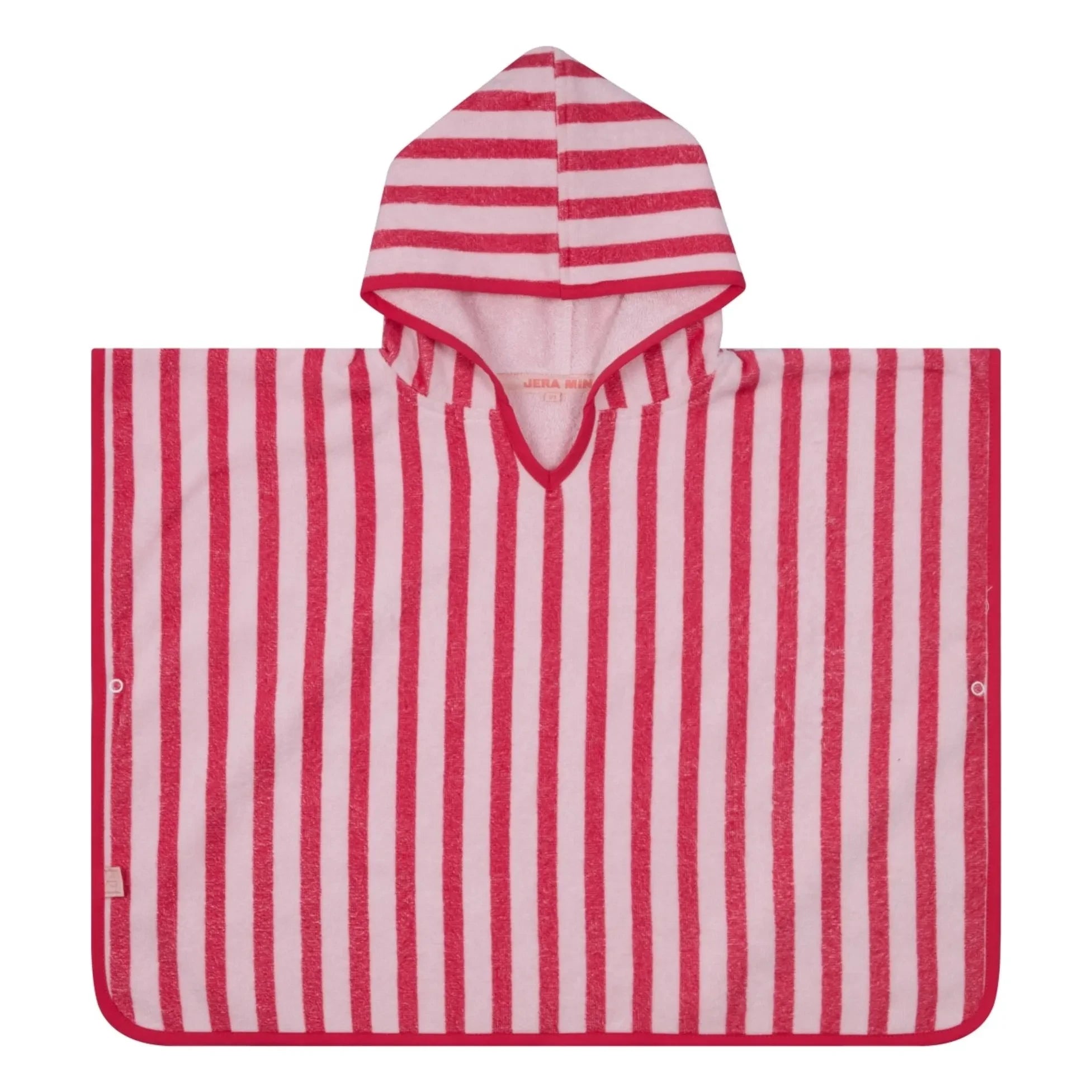 Jera Mini - Gestreifter Frottee Poncho | Rosa