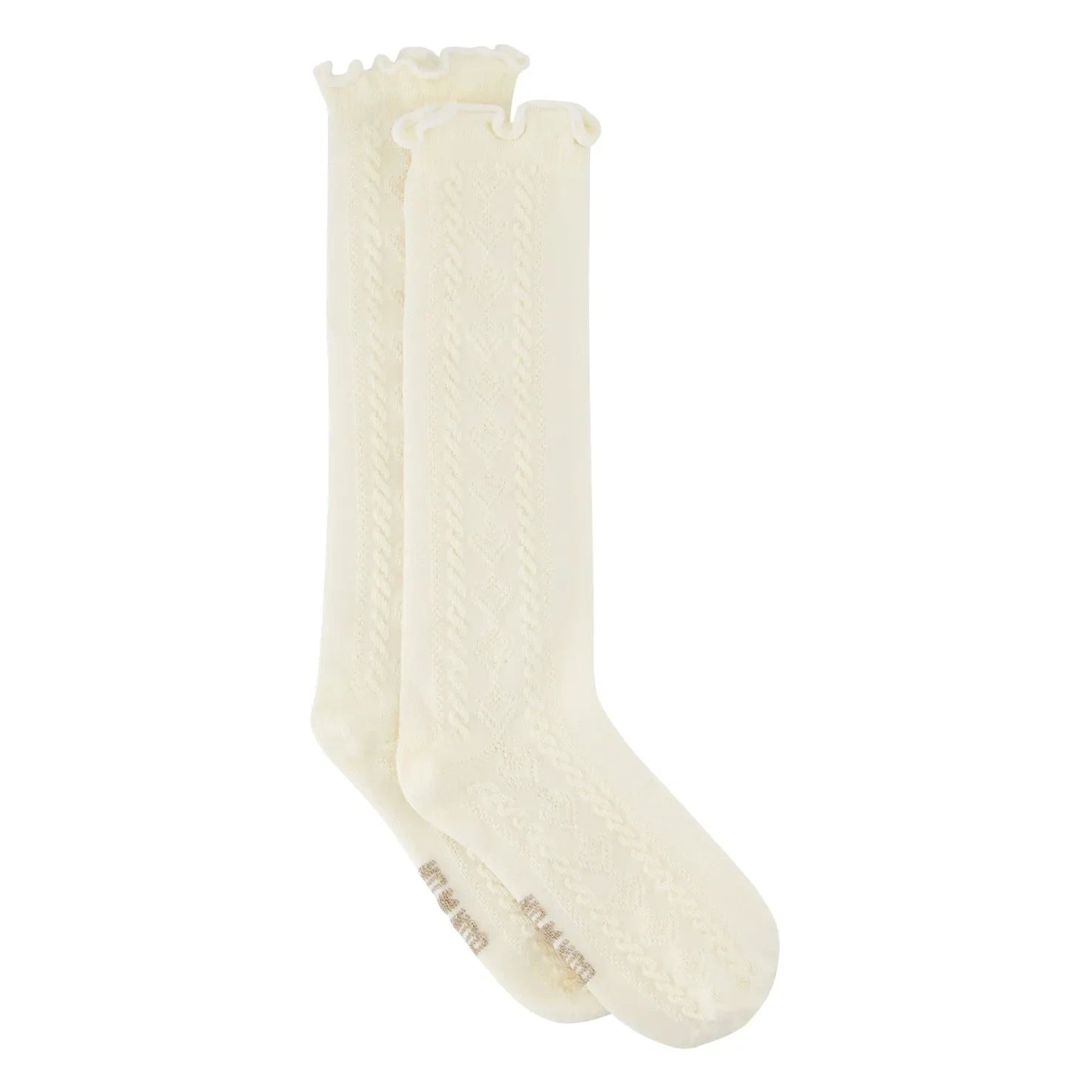 Bonton - Hausschuhsocken mit Zopfmuster | Ecru