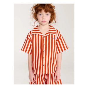 Bobo Choses - Gestreiftes Bio-Baumwoll Hemd und Shorts Set | Rot