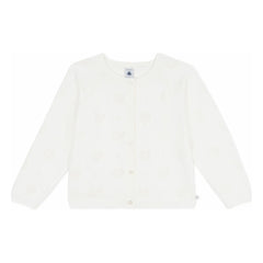 Petit Bateau - Herzstrickjacke aus Bio-Baumwolle mit Ajourmuster | Weiß