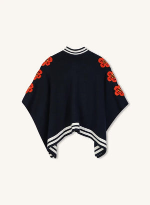Kenzo - Cape mit Blumenknopf | Nachtblau