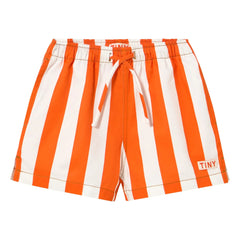 Tinycottons - Gestreifte Twill-Shorts | Rot