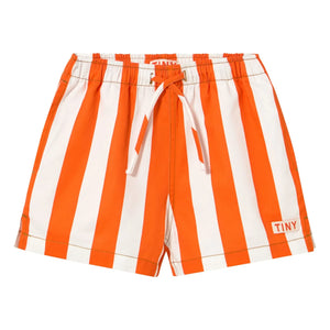 Tinycottons - Gestreifte Twill-Shorts | Rot