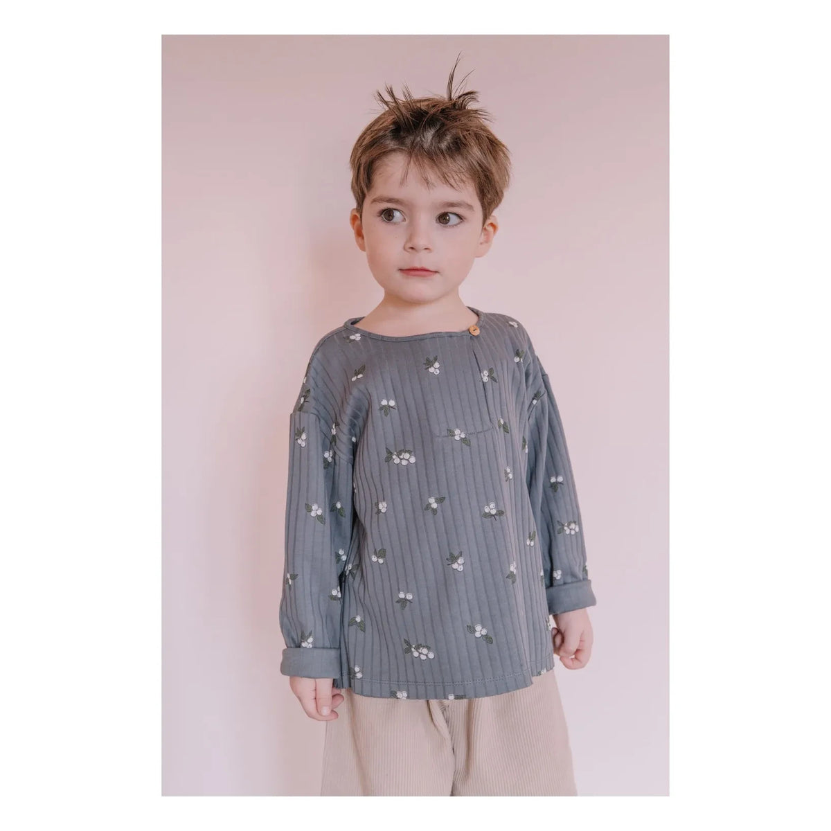 Studio Bohème - Orso Gui Bio-Baumwoll-T-Shirt | Grau-Blau