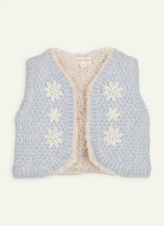 Louise Misha - Yolette Alpaka ärmellose Wendejacke | Hellblau