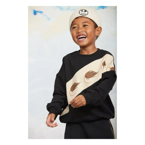Mini Rodini - Çizgili Fare Sweat Organik Pamuk | Siyah