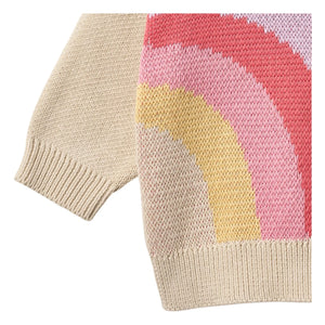 Wheat - Solveig Rainbow Strickpullover aus Bio-Baumwolle mit Jacquardmuster | Naturweiß