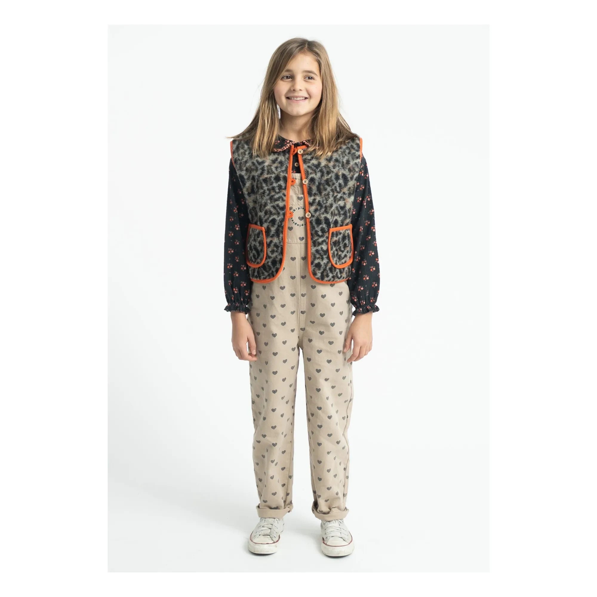 Piupiuchick - Latzhose aus Bio-Baumwolle mit Herzdetail | Beige