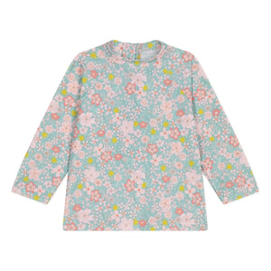 Petit Bateau - Geblümtes Baby UV-Schutz Badeshirt | Türkis
