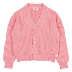 Búho - V-Ausschnitt Strickjacke aus Bio-Baumwolle | Zuckerrosa