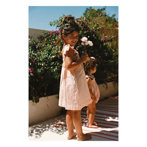 Lilinoa – Gestreiftes Rüschenkleid für Zuhause | Blush