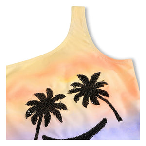 Molo - Asymmetrischer Badeanzug Nai Sunset Smile aus recycelten Fasern | Orange
