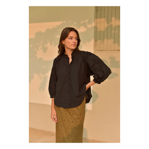 Marlot Paris - Dahlia Seersucker Bluse - Damenkollektion | Schwarz