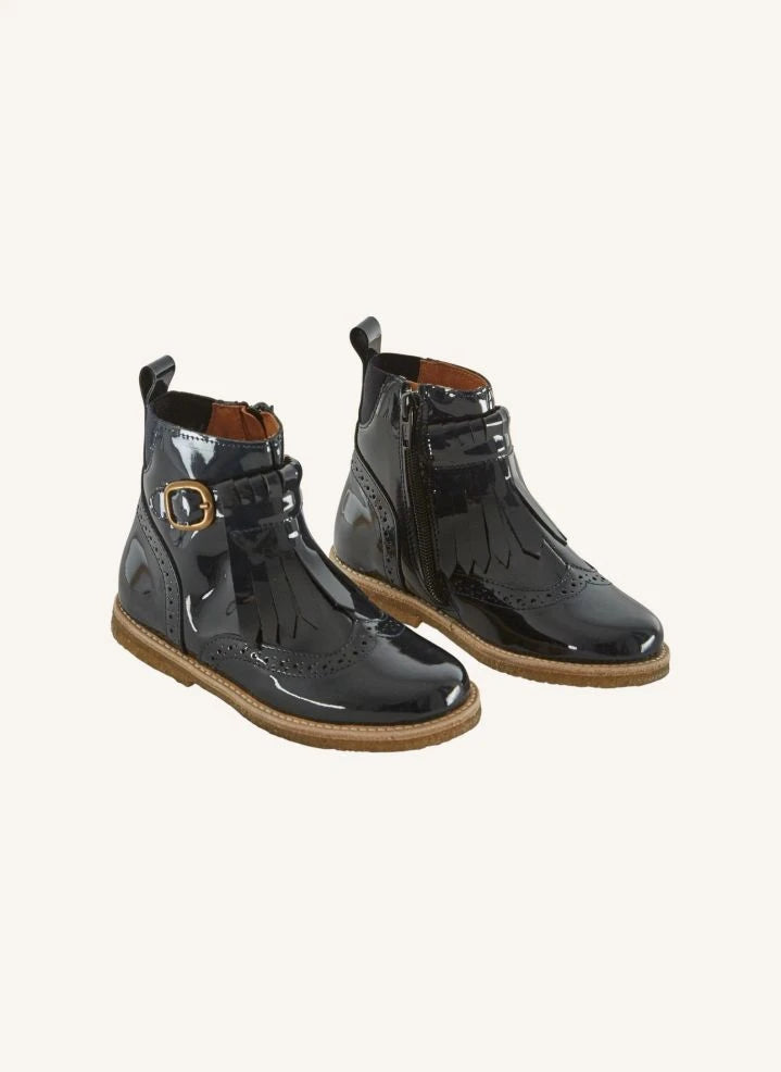 Emile et Ida - Fransenstiefel aus Lackleder | Schwarz