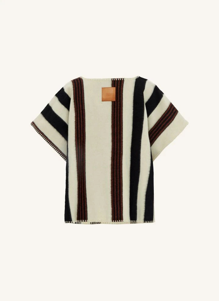 La Méricaine - Blackfeet Recycelte Wolle Lange Poncho | Ecru