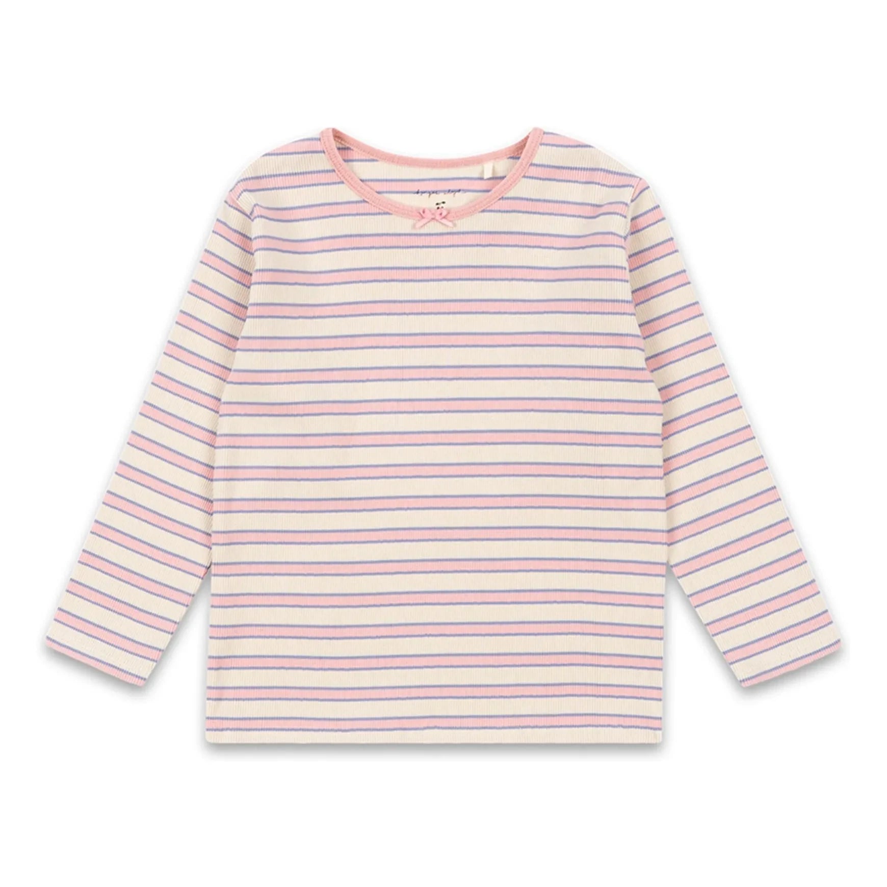 Konges Sløjd - Ella Gestreiftes Rippstrick-T-Shirt Bio-Baumwolle | Rosa
