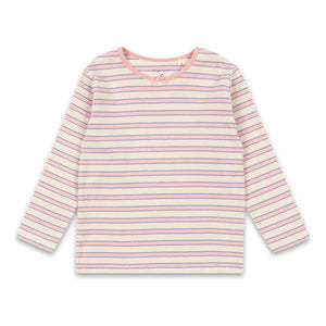 Konges Sløjd - Ella Gestreiftes Rippstrick-T-Shirt Bio-Baumwolle | Rosa