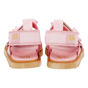 Pèpè - Doppelstreifen Blumen Sandalen | Puderrosa