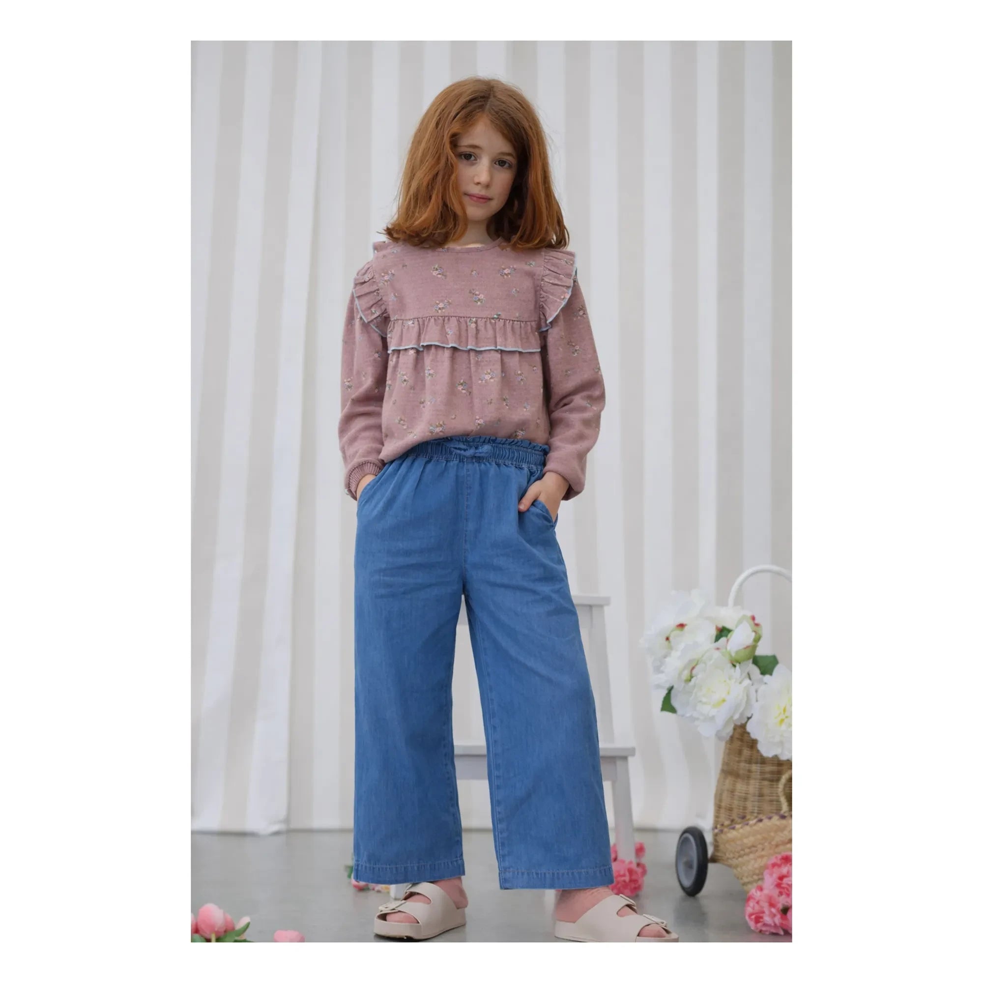 Lililotte - Bluse Bianca Fleurie Bio-Baumwolle | Staubrosa