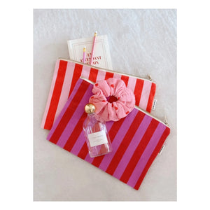 Rose in April - Lili gestreifte Clutch | Rosa
