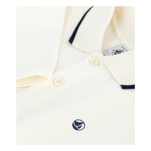 Petit Bateau - Poloshirt aus Bio-Baumwolle mit Kontrastkante | Naturweiß