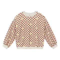 a.p - Damier Frottee-Sweatshirt aus Bio-Baumwolle | Braun