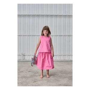 Tangerine – Midi-Rock mit geraffter Taille | Pink
