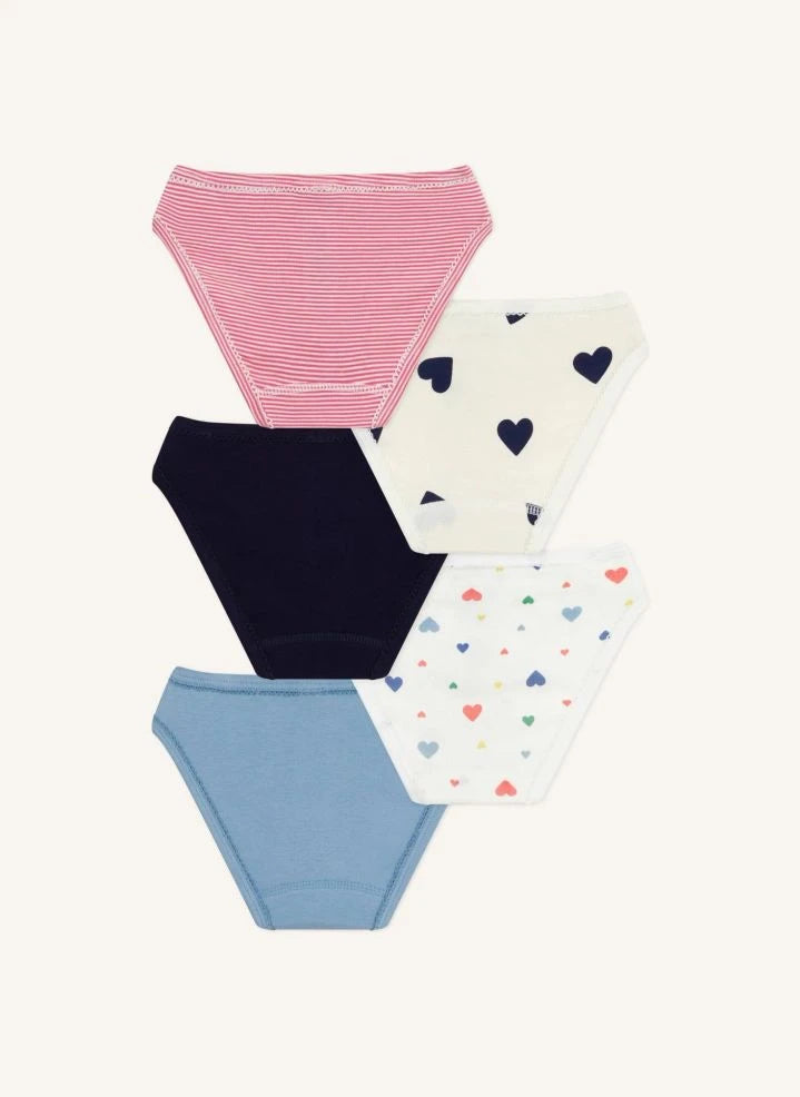 Petit Bateau - 5er-Set Slips aus Bio-Baumwolle mit Herzmotiv | Weiß