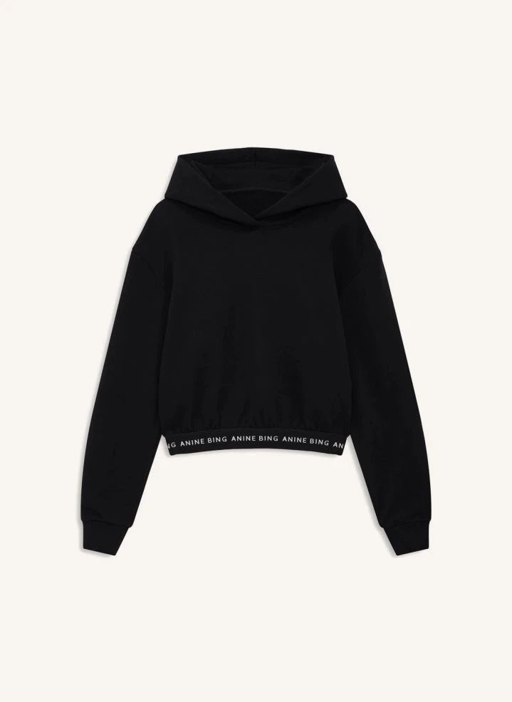 Anine Bing - Dany Crop Baumwoll Sweatshirt | Schwarz