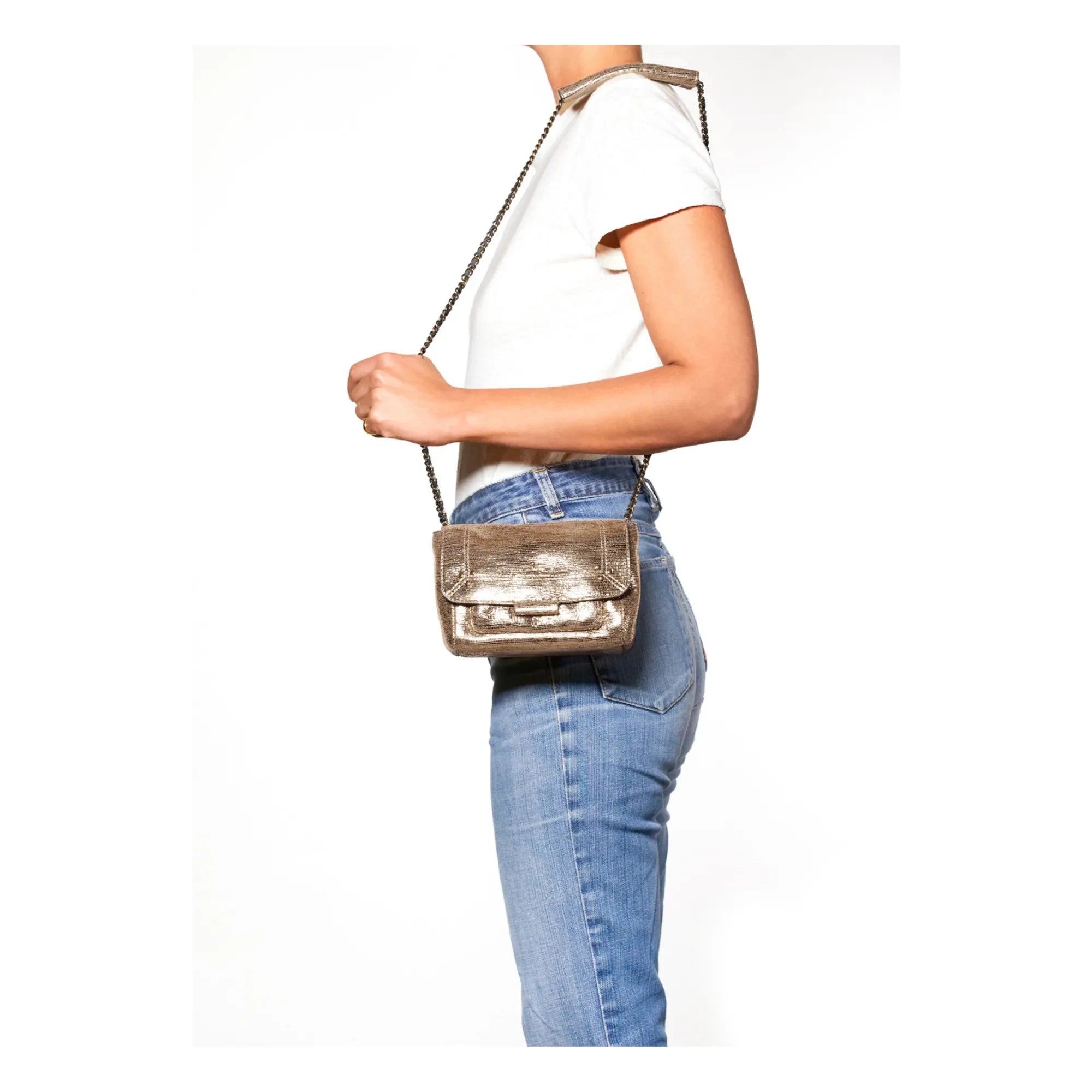Jérôme Dreyfuss - Lulu S Lamé Tasche | Champagner