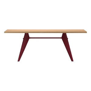 Vitra - EM Table - Japanroter Sockel - Jean Prouvé, 1950 | Eiche