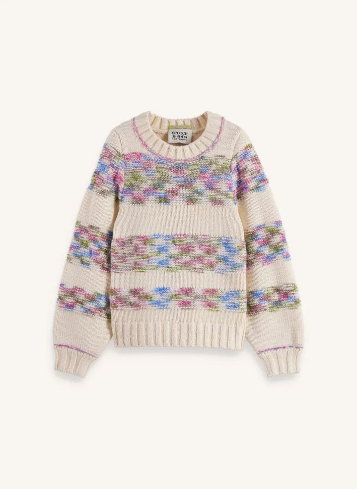 Scotch & Soda - Gestreifter Regenbogenpullover aus recycelten Fasern | Beige