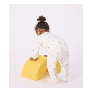 Petit Bateau - Strampler Cœurs Samtpyjama | Weiß