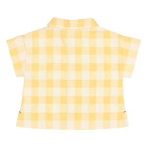 Búho – Babyhemd aus Bio-Baumwolle mit gelbem Gingham Seersucker